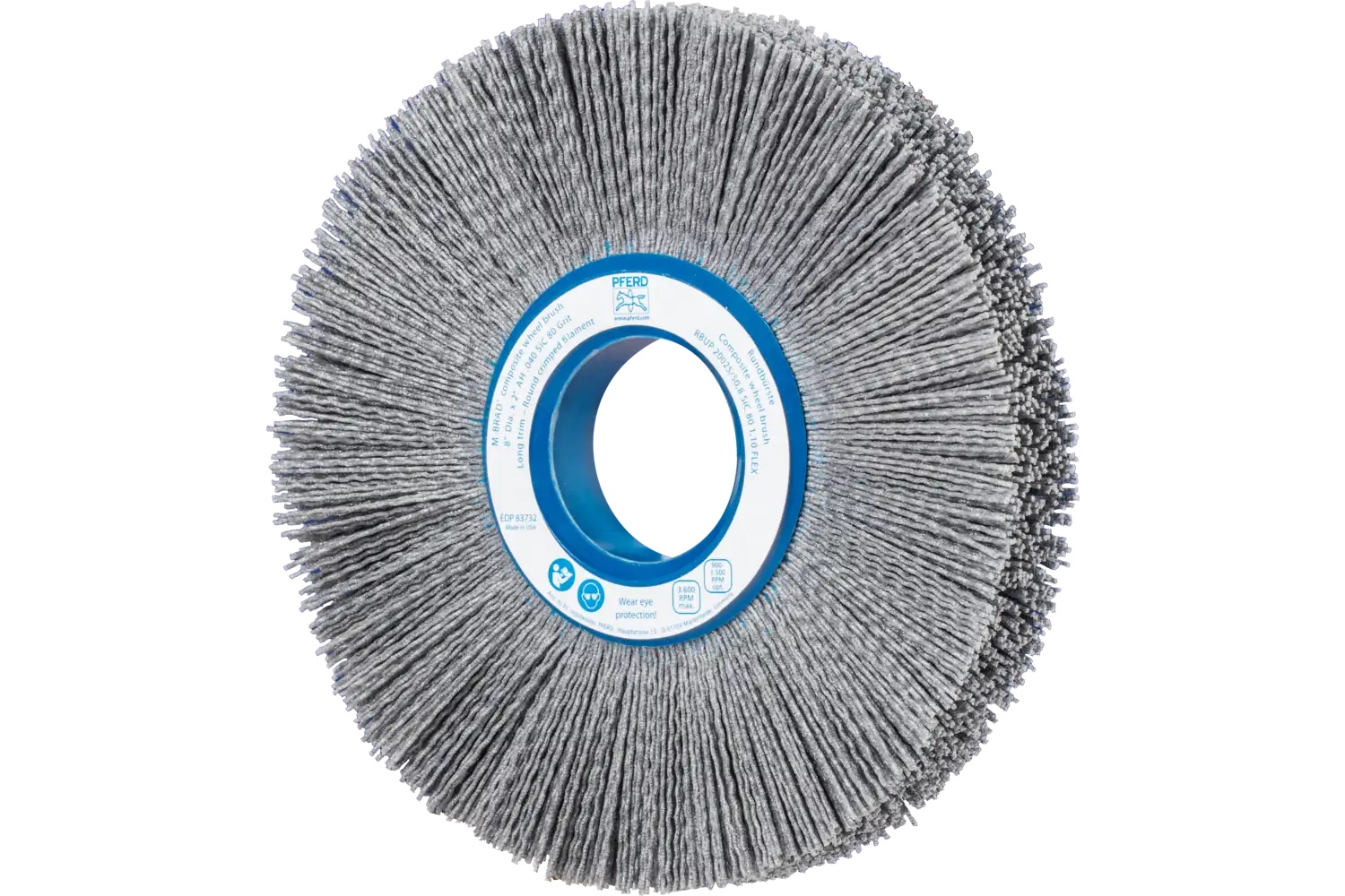 Picture of Pferd M-BRAD® Composite Wheel Brush 8" Dia. .040/80 Grit Silicon Carbide 2" Arbor